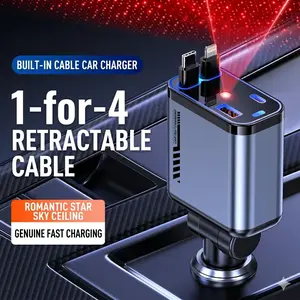 Summervibes Retractable USB C Fast Charger, Car Adapter, Car Accessories, Auto Accessories Interior, Chargers for iPhone 17/16/15/14/13 & Samsung S26, Travel Essential Gift for Men