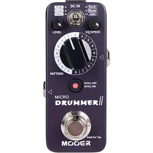 MOOER Micro Drummer II Guitar Drummer Pedal Drum Machine Effect with FILL Function, 48 Drum Grooves, and 6 Music Style Per 8 Different Rythem, With EQ, Tap Tempo for Electric Guitar