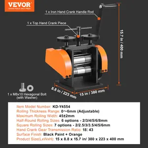 VEVOR Rolling Mill, 1.77/45 mm Jewelry Rolling Mill Machine, 1: 2.4 Gear Ratio, 3-in-1 Multi-function Rolling Mill, 0-6 mm Press Thickness for Metal Jewelry Making Sheet Square Wire Semicircle