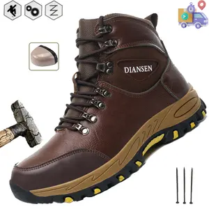 New Fashion Safety Shoes Men Steel Toe Work Shoes Anti-smash Anti-puncture Indestructible Shoes Protective Boots work hiking boots sneakers Anti-slip wear resistant Roofing Shoes Waterproof boots