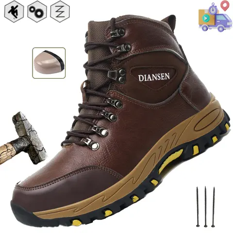 Men's Highcut Lace-Up Minimalist Fabric Work & Safety Shoes - Breathable Steel Toe, Anti-Smash/Puncture/Slip, Wear-Resistant Waterproof, EVA, Construction, Above-the-Ankle Below-Knee Roofing Footwear