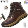 Men's Highcut Lace-Up Minimalist Fabric Work & Safety Shoes - Breathable Steel Toe, Anti-Smash/Puncture/Slip, Wear-Resistant Waterproof, EVA, Construction, Above-the-Ankle Below-Knee Roofing Footwear