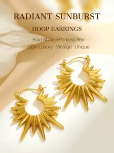 Vintage Sunflower Stud Earrings, Boho Star Design, Titanium Steel, Lightweight Comfortable, Perfect for Dates, Office, Parties.#luxurystyle #vintagejewelry #minimalstyle #statementearrings#sunearrings #sunburst #goldhoops #goldearrings#tiktokmademebuyit