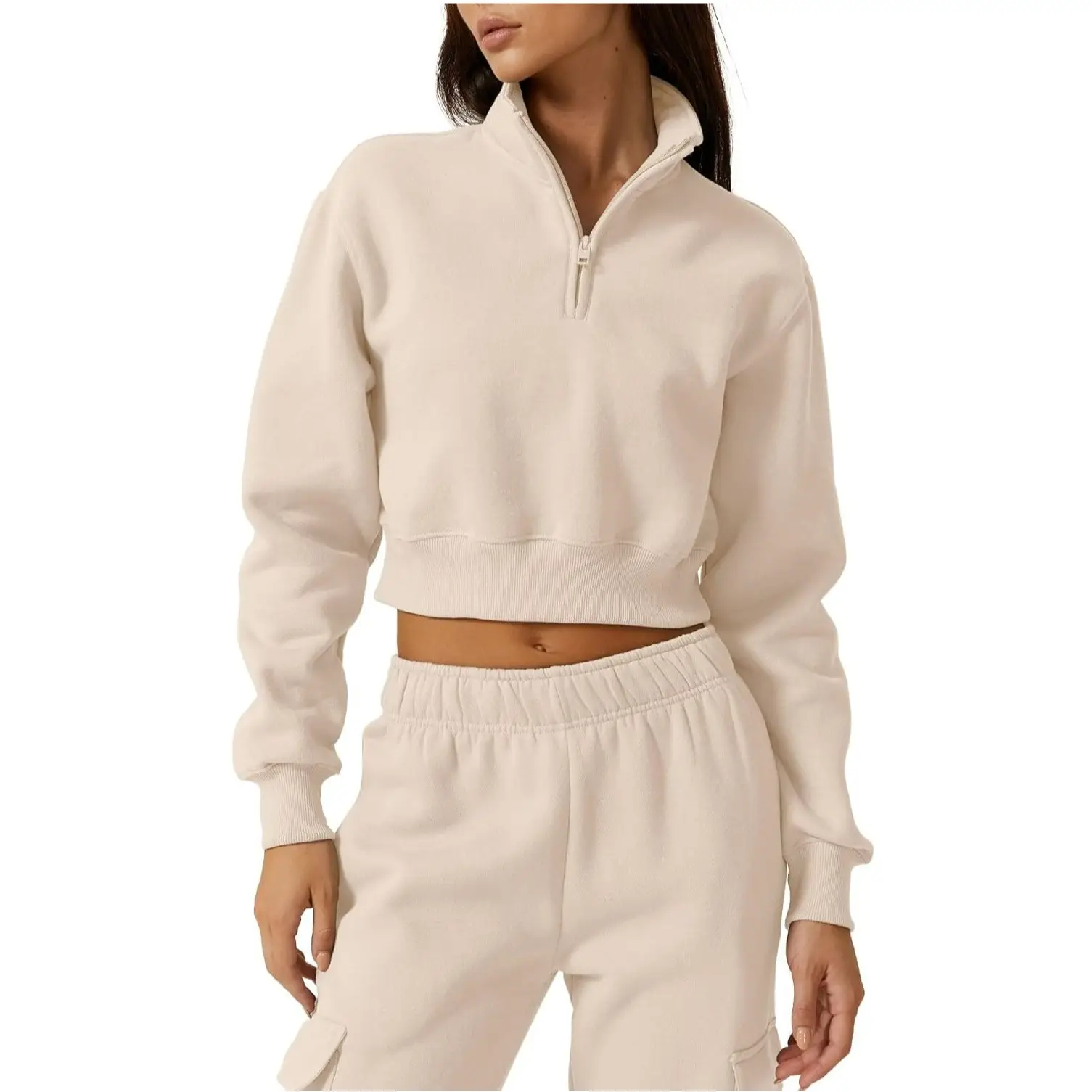 【Two Options, Not a set】QINSEN Women Half Zip Sports Top and Pants【Two Options, Not a set, needs to be ordered separately】