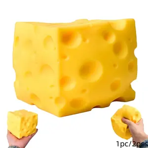 1 PC Cheese Squishy Cube Block, Squishy Fidget Toys for Adults & Teens, Easter Basket Stocking Stuffers, Sensory Stress Ball Squeeze Toys for Stress ReliefAvailable in various sizes