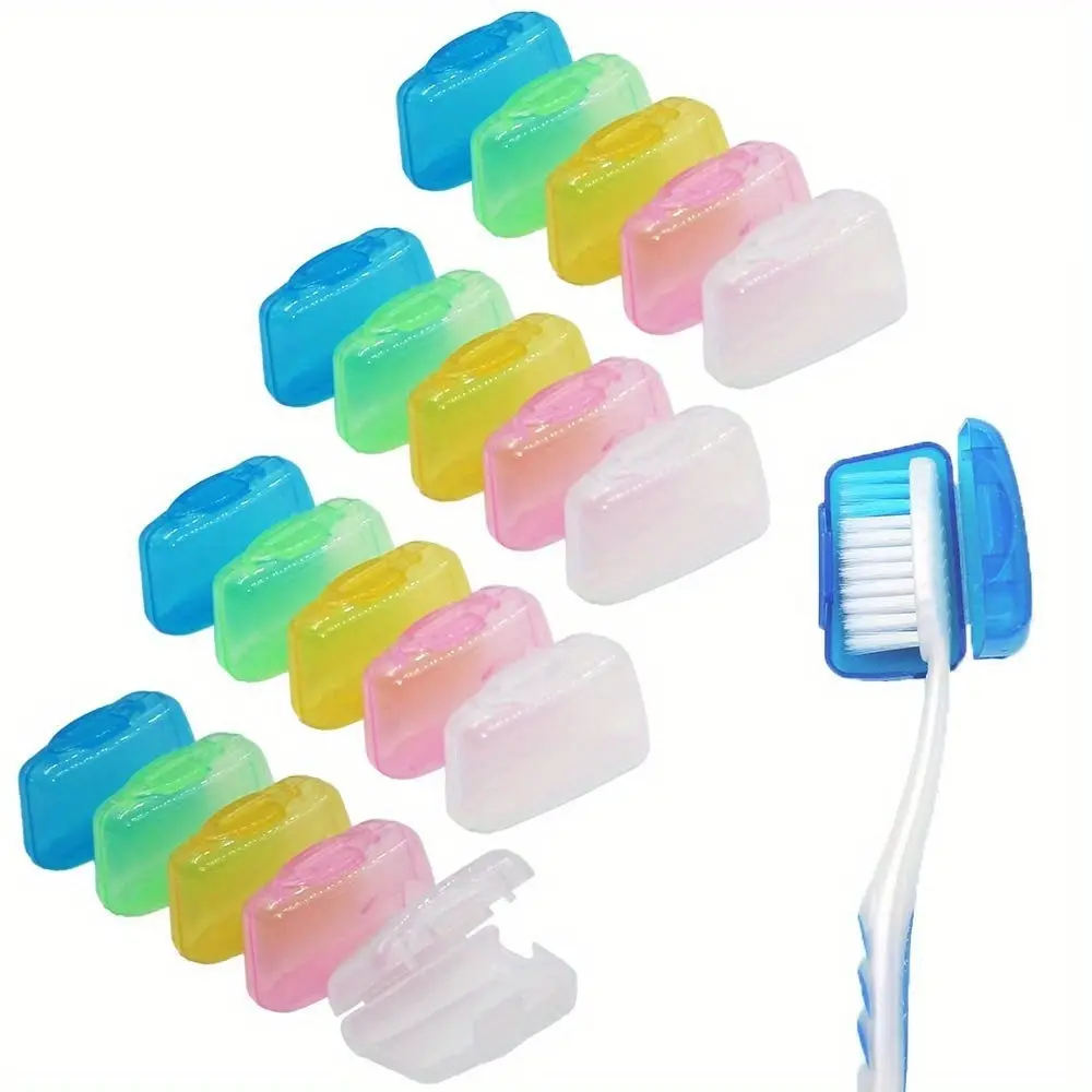 20-Piece Portable Plastic Toothbrush Protector Set - Clip-On Protective Caps & Pod Cases for Travel, Households, Kitchen & Bathroom Essentials