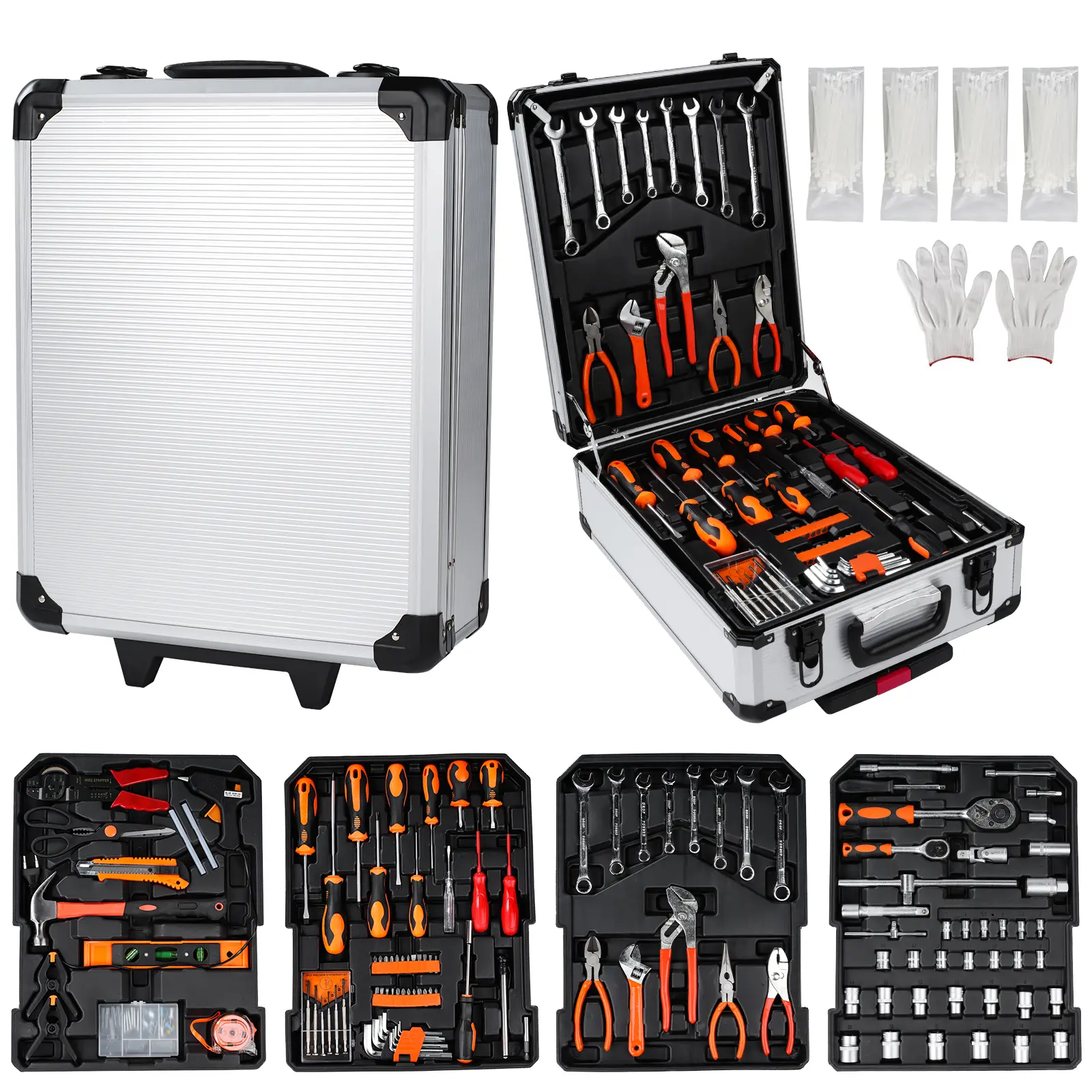 187-Piece Auto Repair & Home Maintenance Tool Kit with Rolling Tool Box