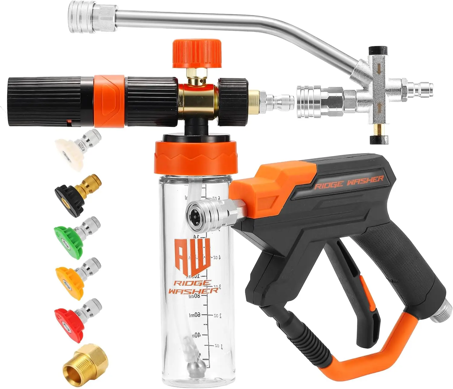 RIDGE WASHER Mini Pressure Washer Foam Cannon, Foam Spray Lance with Dual Connector Car Detailing Accessories, No Dilution Required, Stainless Steel Wand, 1/4" Quick Connect, 4000 PSI, 200 ML Father's Day Gift