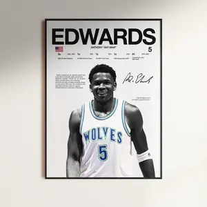 Anthony Edwards Poster,  Wall Print, Basketball   Poster Print, Sports Decor, Minnesota Timberwolves Poster,  Gift