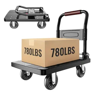 Foldable Push Cart Platform Cart,Moving Platform Hand Truck,Foldable for Easy Storage and 360 Degree Swivel Silent Wheel (780LBS)