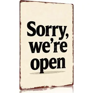 Aluminum Welcome Sign for Home Office Garage Entry Door Front Porch Decorative Farmhouse Wall Decor Sorry We Are Open Poster
