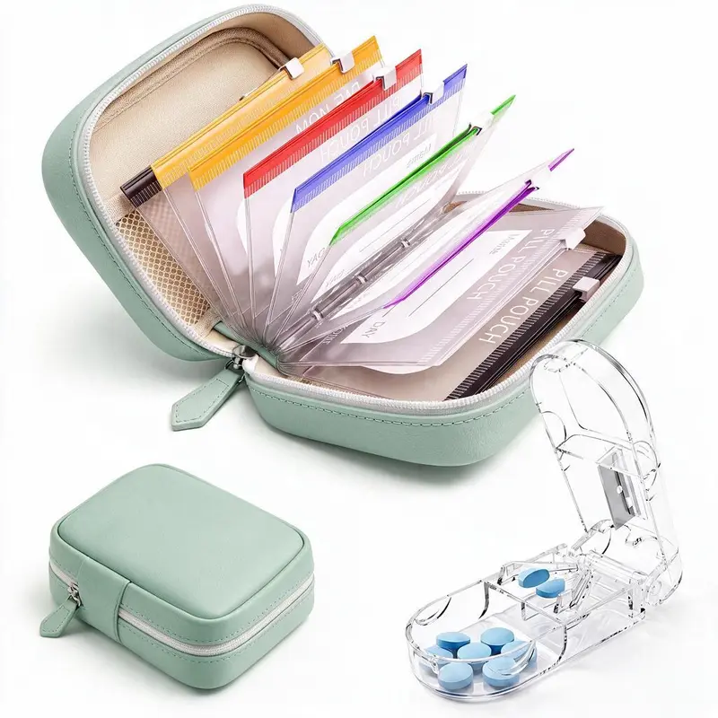 A8 Waterproof Pill Pouch Set, Large Weekly Pill Organizer with 14 Color-Coded Medicine Pouches, Reusable Travel Medicine Organizer, Zippered Pill Storage for Fish Oils, Vitamins, dealsforyou, summerwins