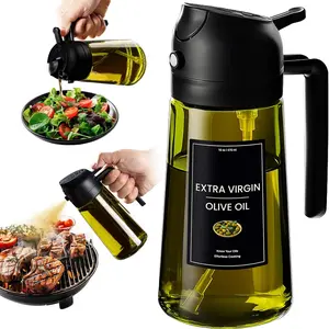 - 16oz/470ml Olive Oil Dispenser for Kitchen with Stickers - 2 1 Olive Oil Sprayer for Cooking, Air Fryer, and Salad, Black (Light-Proof Kitchen Gadget)