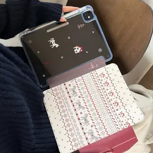 New Year Fair Isle Horse iPad Case, Soft Acrylic Cover for iPad 11th Gen Pro, Cute Air 7/6 with Pen Slot, Anti-Bend Design