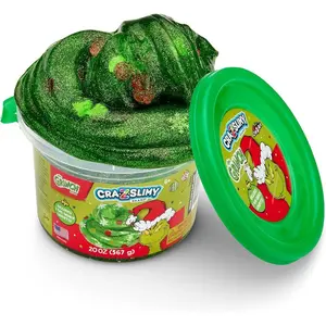 CRA-Z-Slimy The Grinch Green Glitter Slime Tub, 20 oz – Includes Festive Grinch Confetti, Stretchy Holiday Slime for Kids Ages 6+, Sensory Christmas Toy
