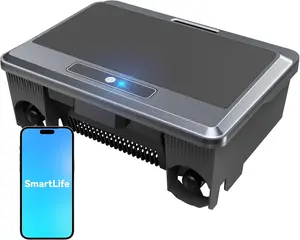 Solar Powered Robotic Pool Skimmer Surface Cleaner with APP Support Dual Charging Options Smart Obstacle Avoidance 24/7 Continuous Cleaning Ideal for Above Ground Pools Gray
