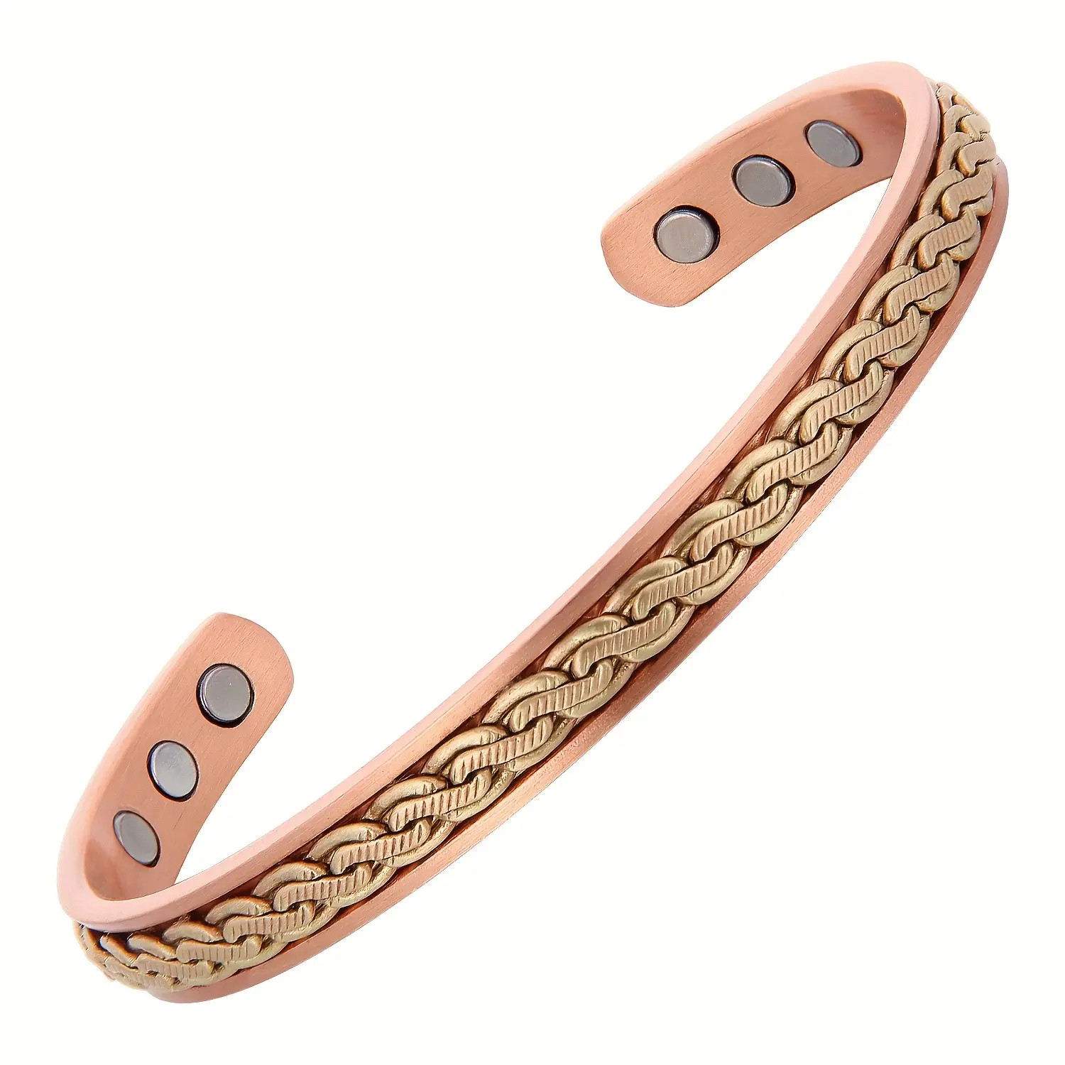 Copper Exquisite Bracelet with a Solid Twist Design, Unisex Magnetic Bangle-Style Cuff for Casual Everyday Wear