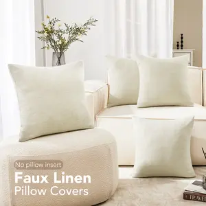 Pillow Covers（ Set of 4）, Deconovo Throw Pillow Cover, Faux Linen Outdoor Pillowcase for Sofa Bed