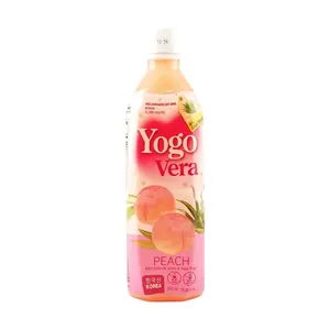 YOGO VERA Aloe Peach Juice Drink 500ml - Real Fruit Pulp, Korean Beverage, Natural Flavor