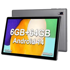 2025 10.1 Inch Andriod 14 Tablet with Quad-Core,64GB, HDScreen,5000mAh, WiFi, Bluetooth 5.0, With Case, GooglePlay Store Gray tablet Android Pad