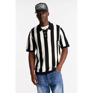Old Sport Striped Short Sleeve Polo - Black/combo