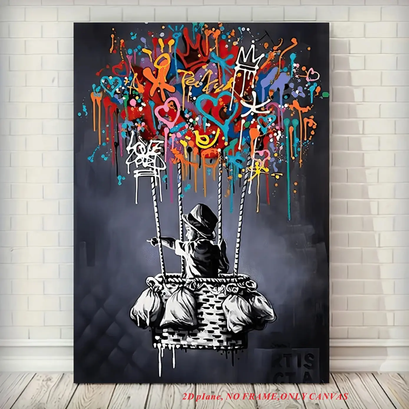 1 Piece / Classic Abstract Pattern Print Wall Art, Banksy Street Graffiti Wall Art, Wall Art Decoration, High-Definition Canvas Print Poster, Home Living Room Bedroom Decor, Canvas Print Poster, Unframed Wall Art, Frameless, 2D Flat