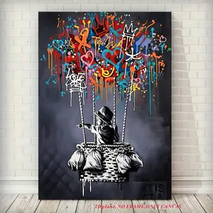 1 Piece / Classic Abstract Wall Art, Banksy Street Graffiti Wall Art, Wall Art Decoration, High-Definition Canvas Print Poster, Home Living Room Bedroom Decor, Canvas Print Poster, Unframed Wall Art, Frameless, 2D Flat