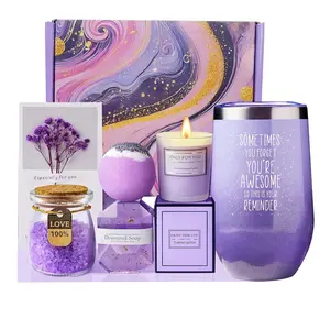 Christmas Gifts for Women, Birthday Gifts for Women, Christmas Gifts for Mom Spa Gifts for Wife, Girlfriend, Coworker, Grandma,Teacher Sister Christmas Gift, Gift Set Idea for Her-Purple Gift Basket
