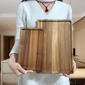 Wooden Rectangular Serving Tray, 2 Counts/set  Storage Tray for Dim Sum & Cake & Snack, Kitchen Storage and Organization