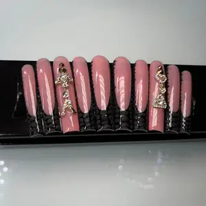 XXL NAILS Black French ( Croc design + charms + French )