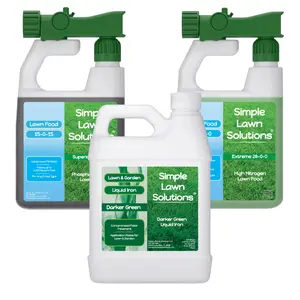 Phosphorus Free Lawn Care 32oz Trio - Lawn Food 15-0-15 + Lawn Food 28-0-0 + Darker Green Liquid Iron