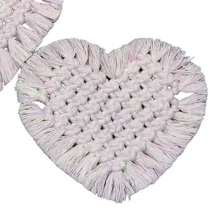 Powder Pink Heart Shaped Coasters - Soft and Elegant Coffee Tableware with Heart Design
