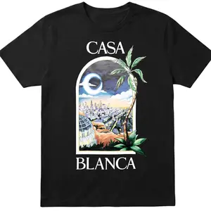 Casa Blanca Black Unisex Soft Cotton Tropical T-shirt