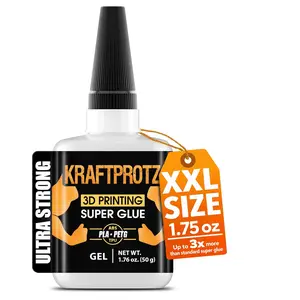 Printer Superglue Gel for PLA, ABS, PETG, TPU & Nylon - 1.76 oz XXL - No-Drip, Extra  &  - Precision Tip for Repairs, Supports & Vertical Surfaces