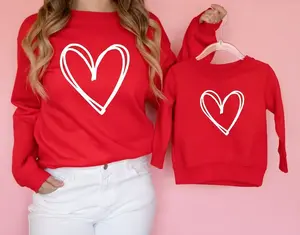 Heart Sweatshirt, Valentines Day Sweatshirt, Love Sweatshirt, Mommy and Me Outfit, Womens Valentine Sweater, Valentine Sweatshirt_19 Cotton Spandex Unisex