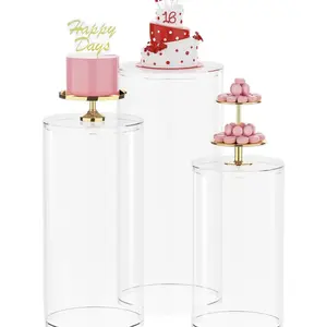 Cylinder Pedestal Stands for Party 3Pcs Large Round Cylinder Tables for Parties Pedestal Display Plinth Pillars for Wedding Birthday Party Art Decor 1 Ornaments Decoration