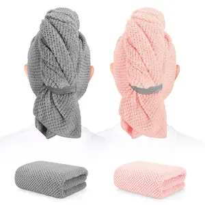 2-Pack Microfiber Hair Towels – 41×24 inch Soft & Quick-Dry Hair Wraps for Long, Thick, or Curly Hair with Adjustable Elastic Strap