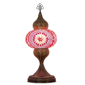 Pink Star Handmade Turkish Mosaic Table Lamp with Elegant Design and Unique Mosaic Patterns