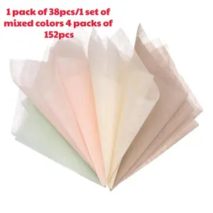 152 pieces of bouquet wrapping paper, pure color soft paper, semi-transparent packaging lining, thick waterproof DIY flower arrangement wrapping paper, floral wrapping paper（38 pieces of each color）