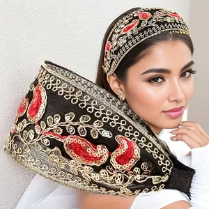 4pcs Elegant Lace Embroidered Sequin Flower Headbands - Wide, Non-Slip Hair Hoops for Women | Perfect for Spring & Summer | Chic Retro Style | Ideal Gift