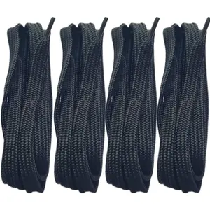 4 Pcs 55" Flat Hoodie Drawstring Cords Replacement for Sweat Pants, Shorts, Sweatshirt, Shoes, Shoelaces, Sneakers, Bags, Jackets, Dresses Belts (Black/Black)