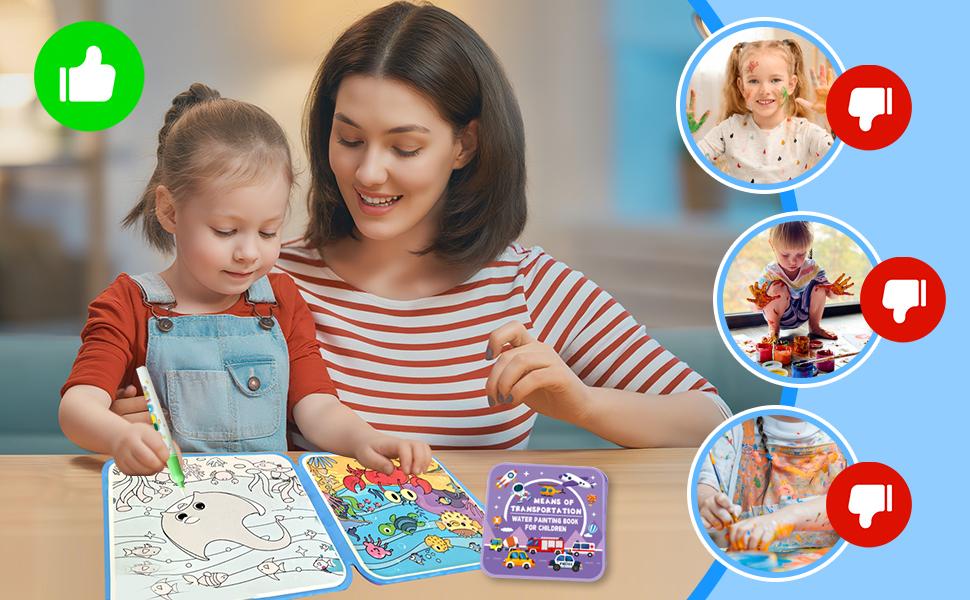 4Pcs Magic Water Painting Book for Kids Ages 3-6 – Reusable No-Mess Coloring Pad with Water Pen, Montessori Educational Drawing Toy for Travel, Birthday & Holiday Gift 4Pcs Magic Water Painting Book for Kids Ages 3-6 – Reusable No-Mess Coloring Pad with Water Pen, Montessori Educational Drawing Toy for Travel, Birthday & Holiday Gift