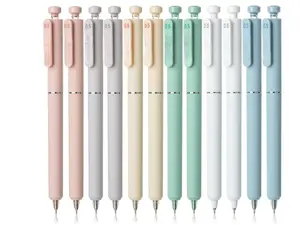 Retractable Gel Pens 12 Pack Black Ink 0.5mm Fine Point Soft Touch Pastel Barrel Smooth Quick Dry Pen for Note Taking Journaling School Office