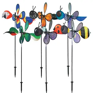 In the Breeze Pivoting Bird and Bug Spinners Colorful Fun Outdoor Wind Spinner with Ground Stake for Yards Gardens Patios