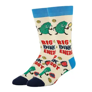 Men's Funny Pickleball Crew Socks, Novelty Fun Saying Silly Socks for Men, Size 8-13
