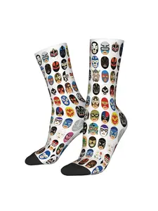 Vintage Mexican Wrestling Sock Printed for Man Polyester