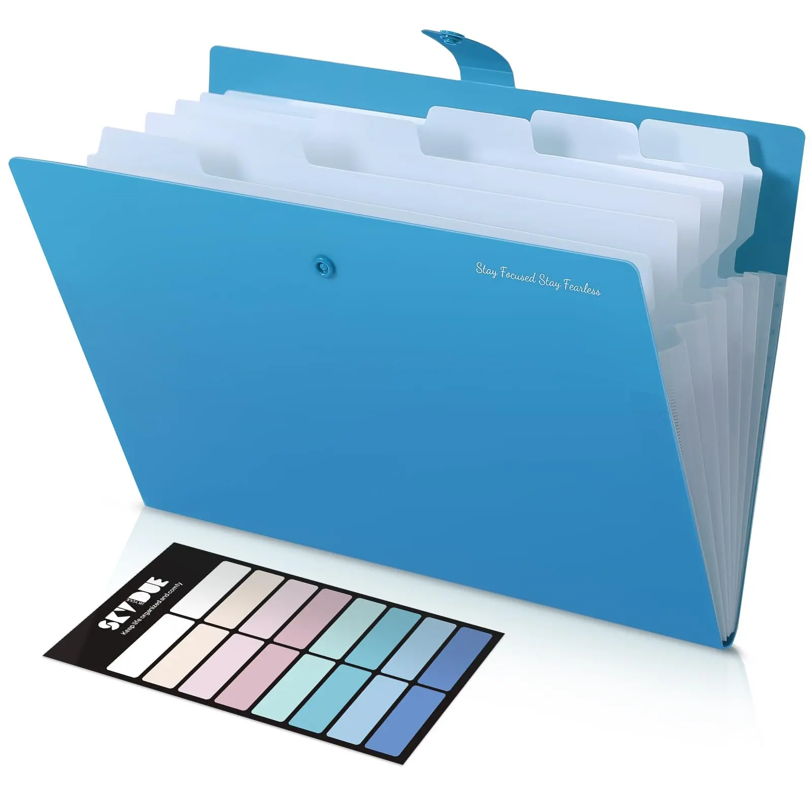 SKYDUE Modern 7-Pocket Accordion Folder with Labels - 12.8"x9.5"x0.6" Expandable File Storage, 7-Pocket Efficient Organization Desk File Holder for Office Use