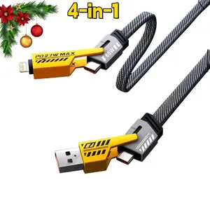 4-in-1 Multi Functional Fast Charging Phone Cable USB Charger Data Cable PD 27W 65W High Power Cord for Phones Smartphone Cellphone