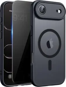 Magnetic for iPhone air Case with Privacy Screen Protector, Compatible with MagSafe, Translucent Matte Anti-Scratched Slim Case for iPhone air ,Black