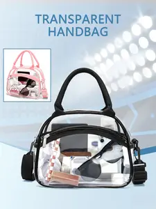 AZMT/Transparent handbag with adjustable shoulder straps, suitable for use in work, school, travel, concerts, gyms, and gyms, unisex, made of thick and transparent PVC material, durable and reliable handbag. Perfect for packing your daily items .